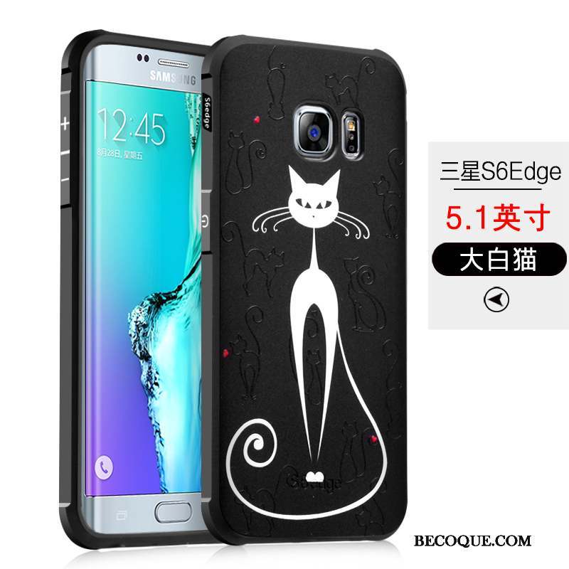 Samsung Galaxy S6 Edge Noir Fluide Doux Silicone Coque De Téléphone Incassable Protection
