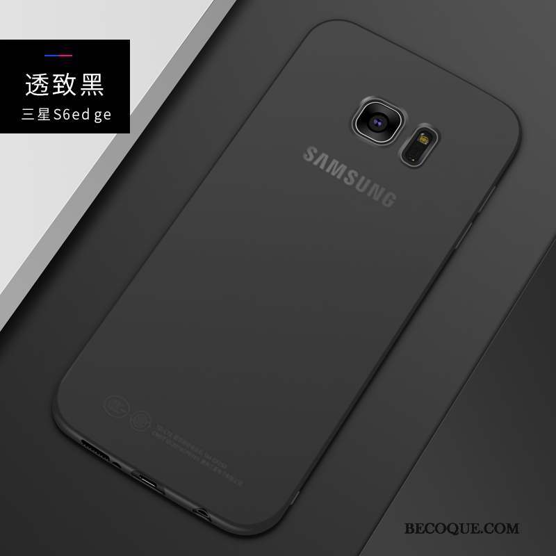 Samsung Galaxy S6 Edge + Noir Très Mince Étui Délavé En Daim Silicone Coque De Téléphone