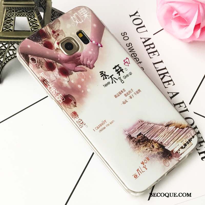 Samsung Galaxy S6 Edge Rose Étui Incassable Tendance Coque De Téléphone Silicone