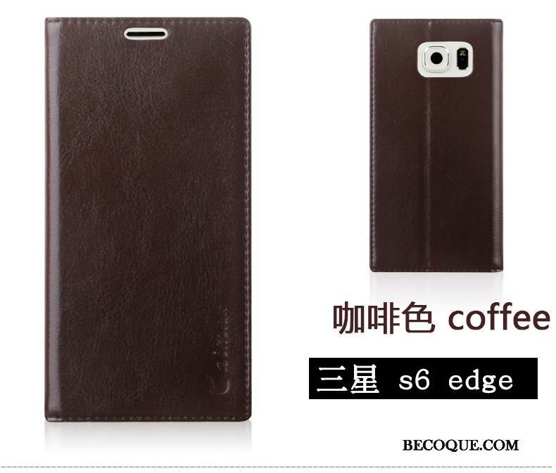 Samsung Galaxy S6 Edge Téléphone Portable Étui En Cuir Coque Protection Violet
