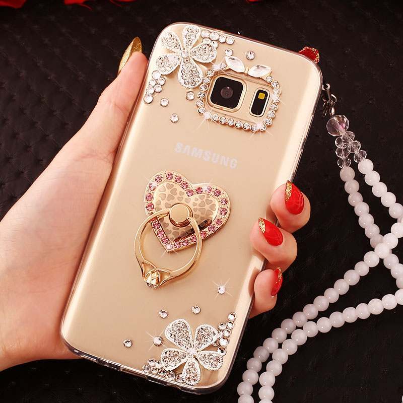 Samsung Galaxy S6 Edge Étui Protection Coque De Téléphone Strass Tendance Or