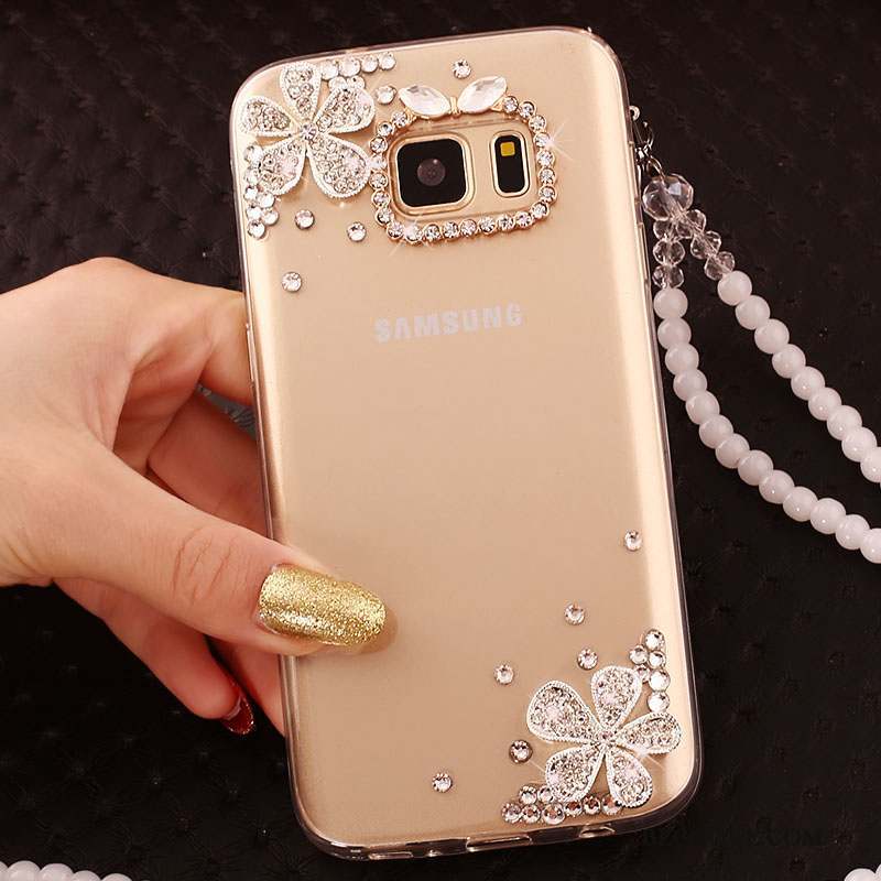 Samsung Galaxy S6 Edge Étui Protection Coque De Téléphone Strass Tendance Or