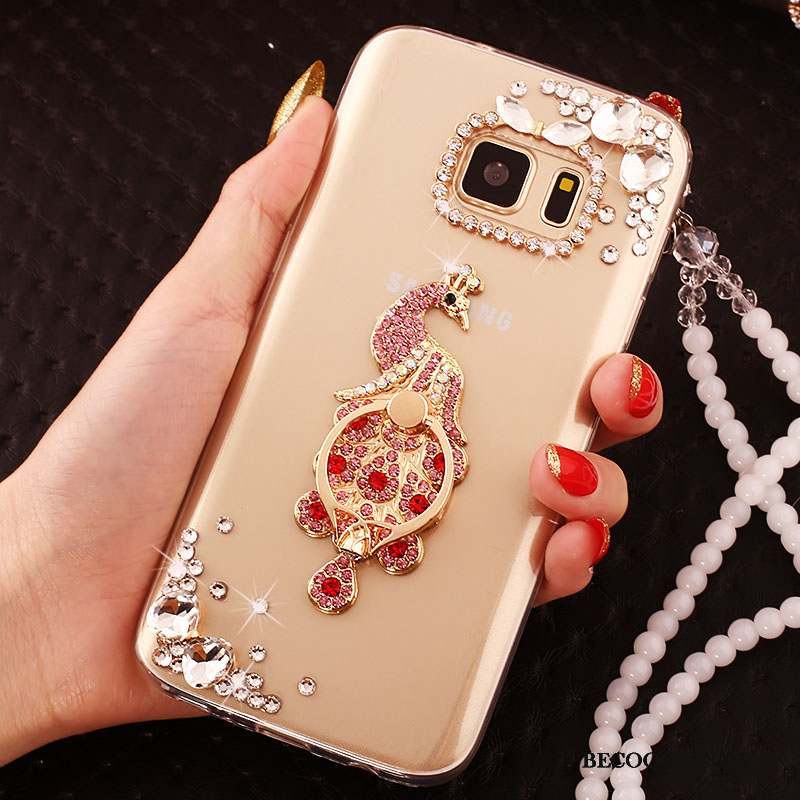 Samsung Galaxy S6 Edge Étui Protection Coque De Téléphone Strass Tendance Or