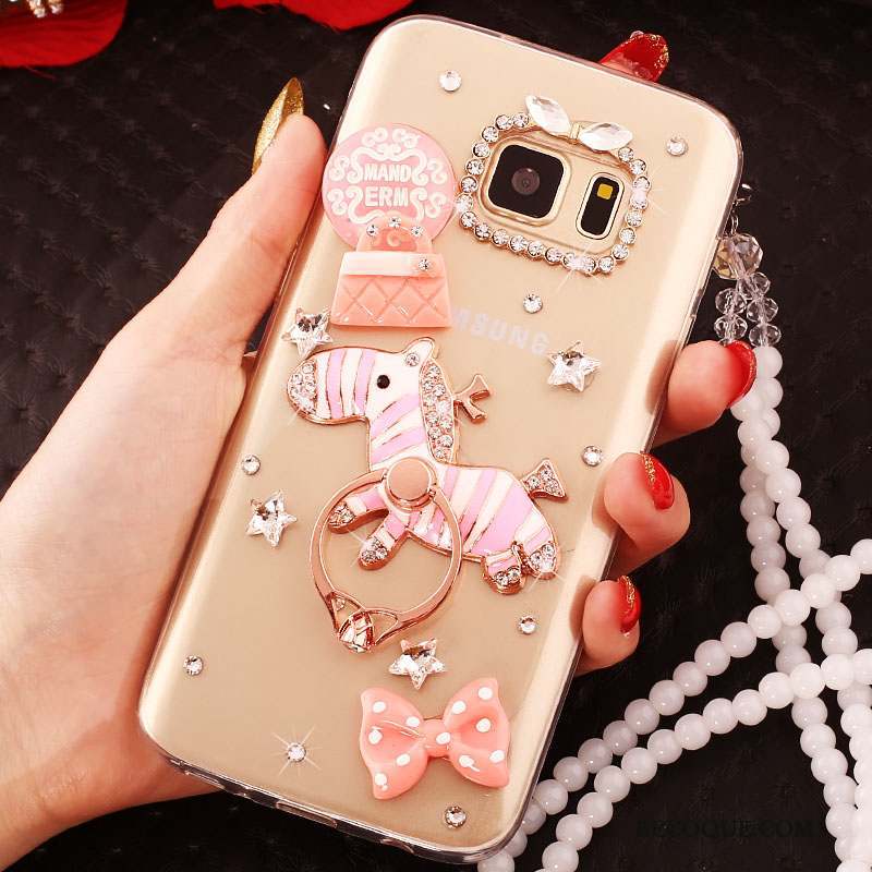 Samsung Galaxy S6 Edge Étui Protection Coque De Téléphone Strass Tendance Or