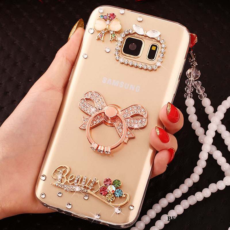 Samsung Galaxy S6 Edge Étui Protection Coque De Téléphone Strass Tendance Or