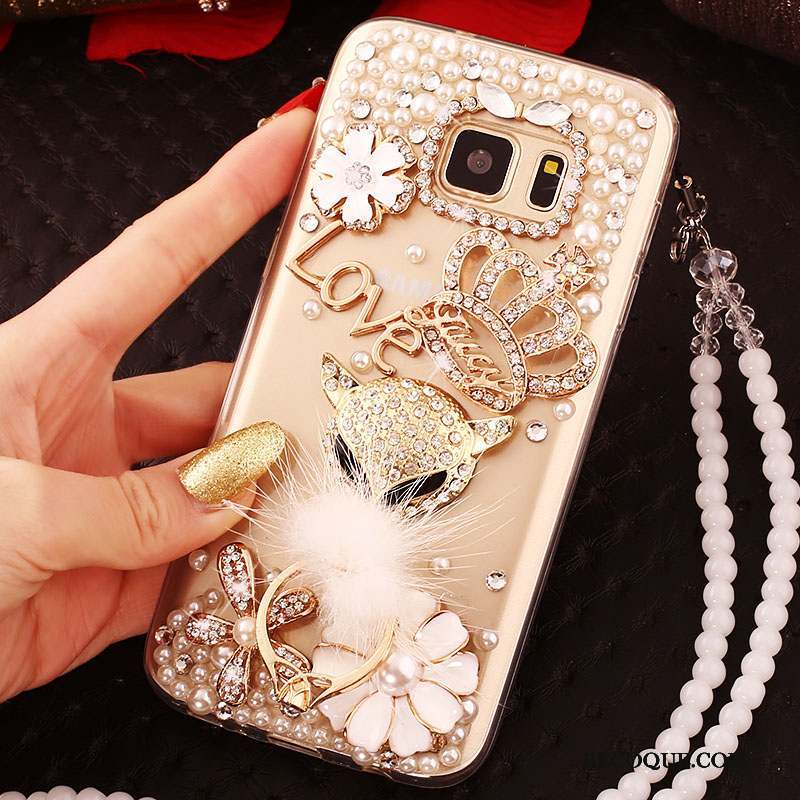 Samsung Galaxy S6 Edge Étui Protection Coque De Téléphone Strass Tendance Or