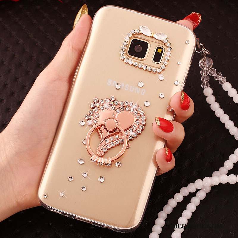 Samsung Galaxy S6 Edge Étui Protection Coque De Téléphone Strass Tendance Or