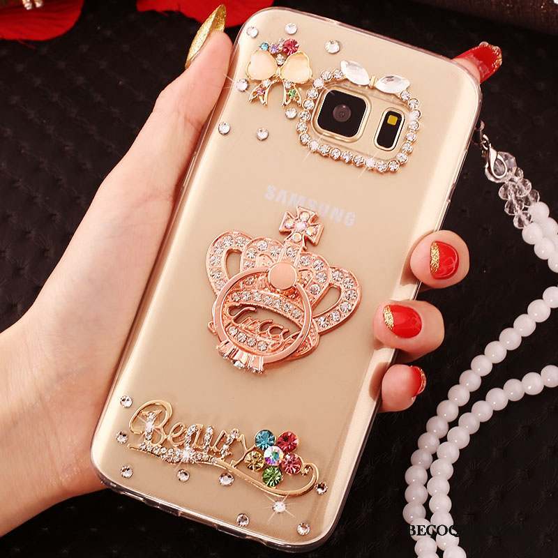 Samsung Galaxy S6 Edge Étui Protection Coque De Téléphone Strass Tendance Or