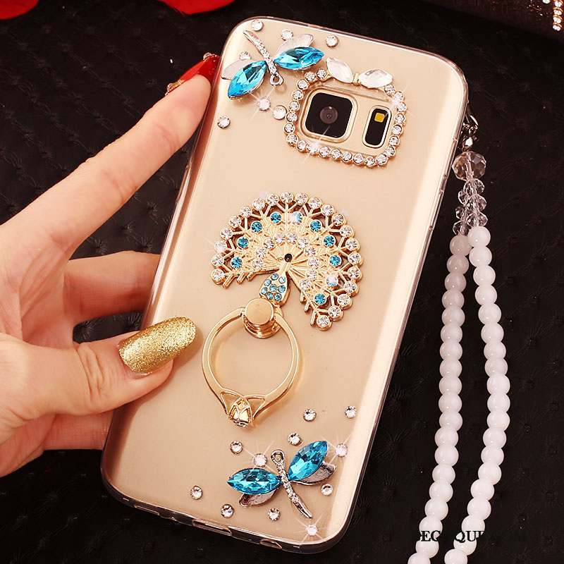 Samsung Galaxy S6 Edge Étui Protection Coque De Téléphone Strass Tendance Or