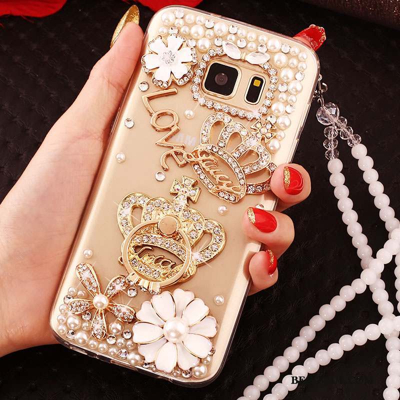 Samsung Galaxy S6 Edge Étui Protection Coque De Téléphone Strass Tendance Or