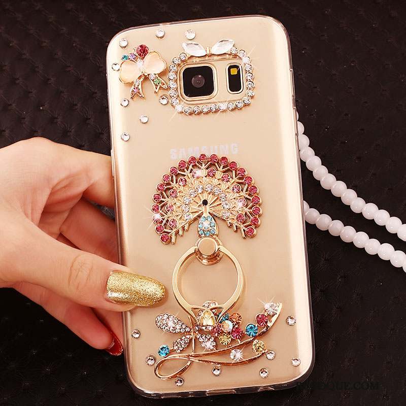 Samsung Galaxy S6 Edge Étui Protection Coque De Téléphone Strass Tendance Or