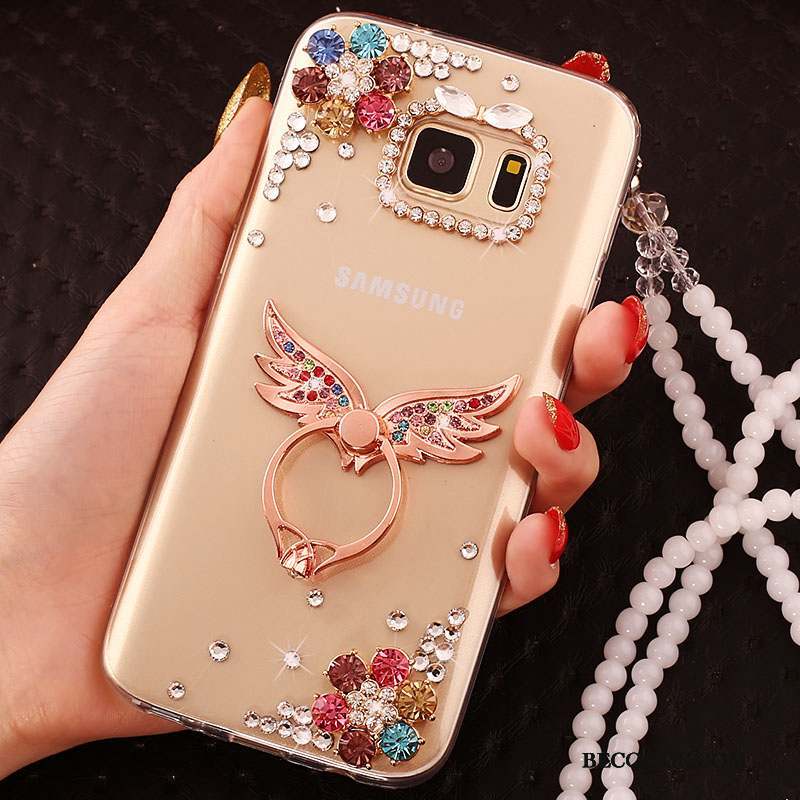 Samsung Galaxy S6 Edge Étui Protection Coque De Téléphone Strass Tendance Or