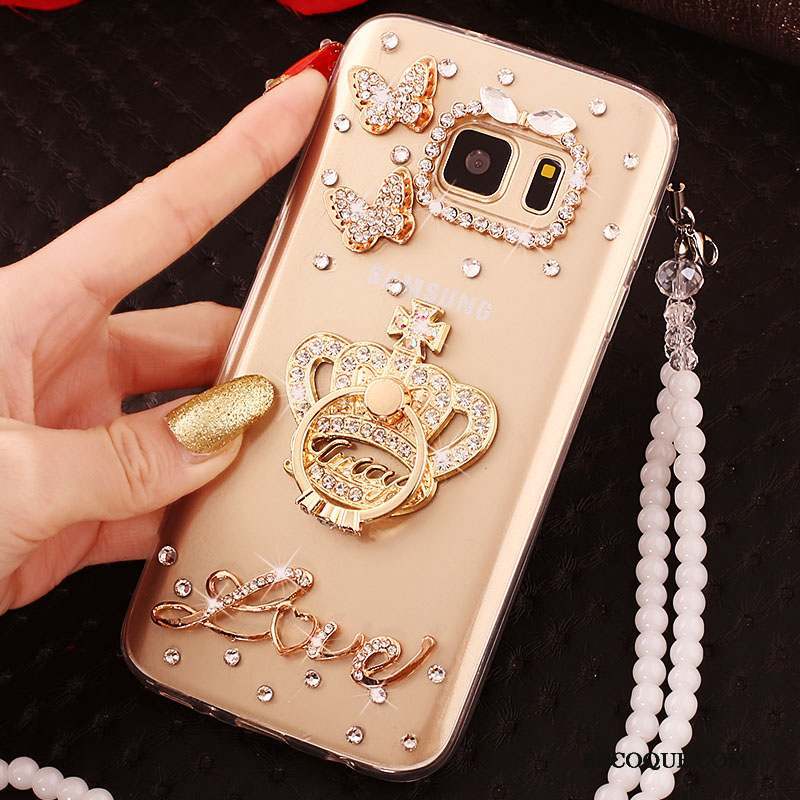 Samsung Galaxy S6 Edge Étui Protection Coque De Téléphone Strass Tendance Or