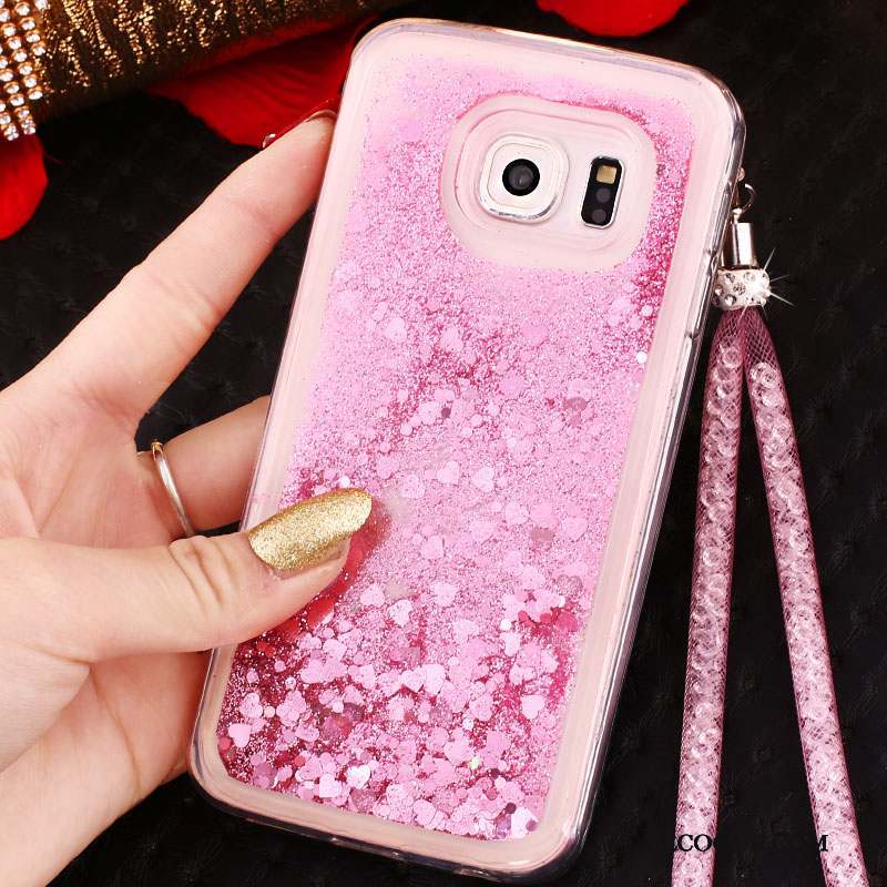 Samsung Galaxy S7 Coque Anneau Étui Quicksand Ornements Suspendus Rose Silicone