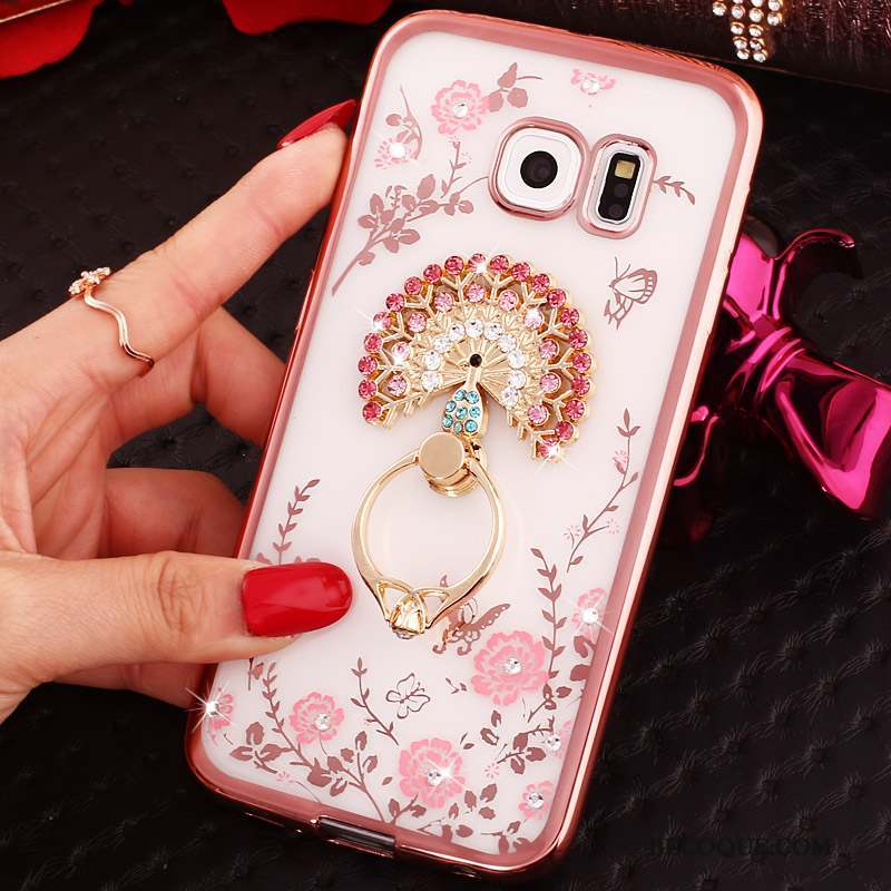 Samsung Galaxy S7 Coque De Téléphone Anneau Fluide Doux Rose Protection Étui