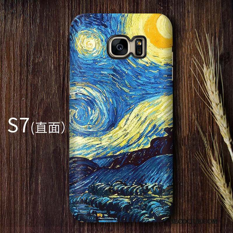 Samsung Galaxy S7 Coque Difficile Jaune Art Vintage Haute Ciel Étoilé