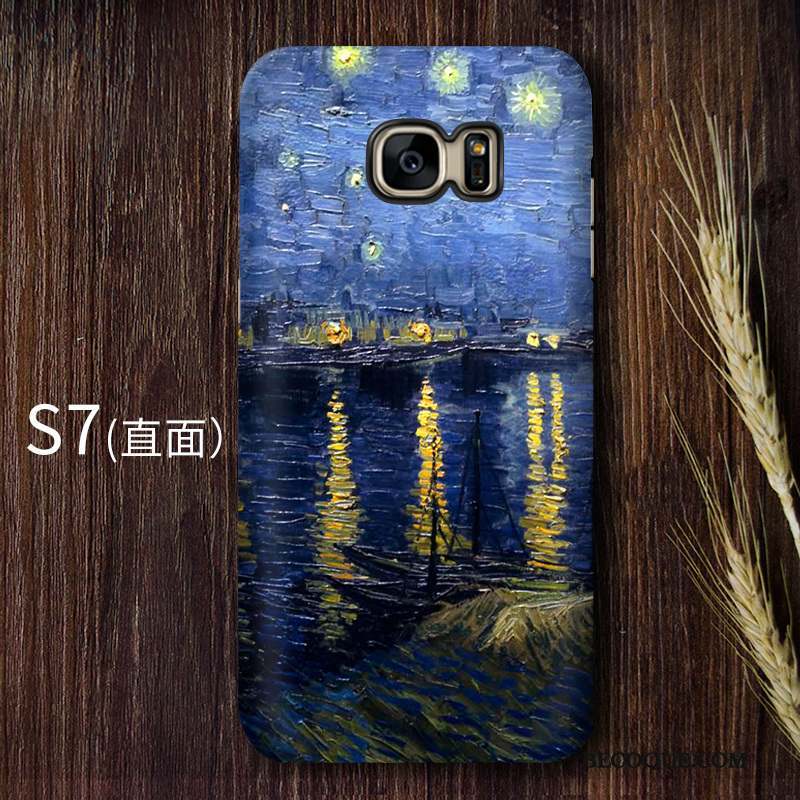 Samsung Galaxy S7 Coque Difficile Jaune Art Vintage Haute Ciel Étoilé