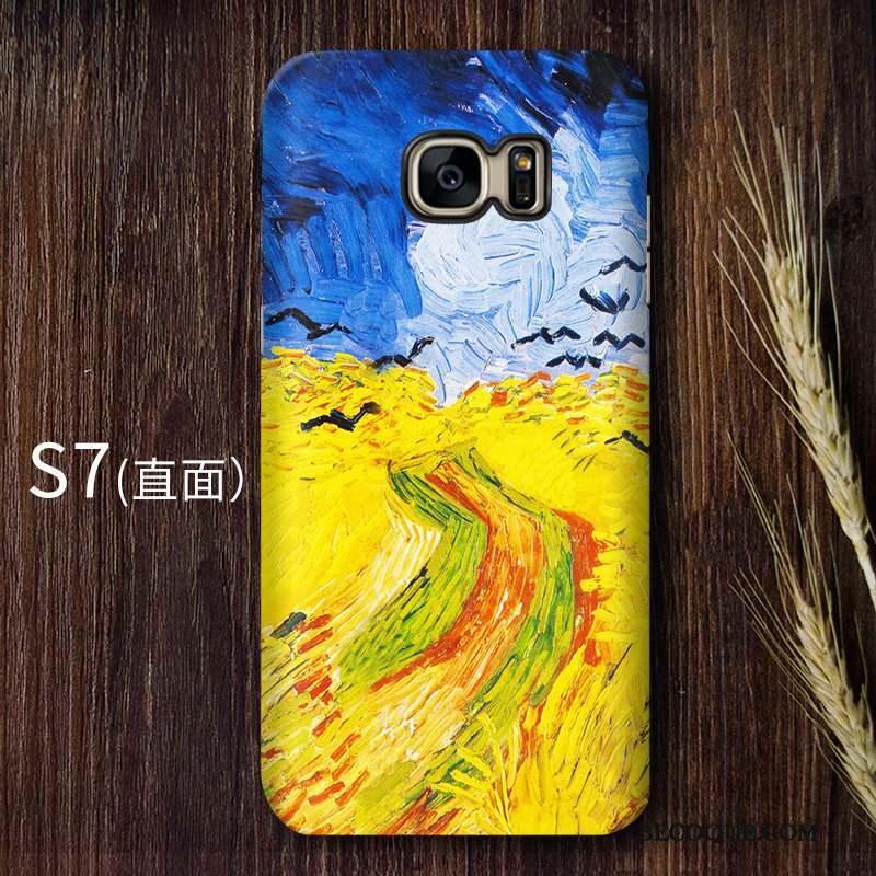 Samsung Galaxy S7 Coque Difficile Jaune Art Vintage Haute Ciel Étoilé