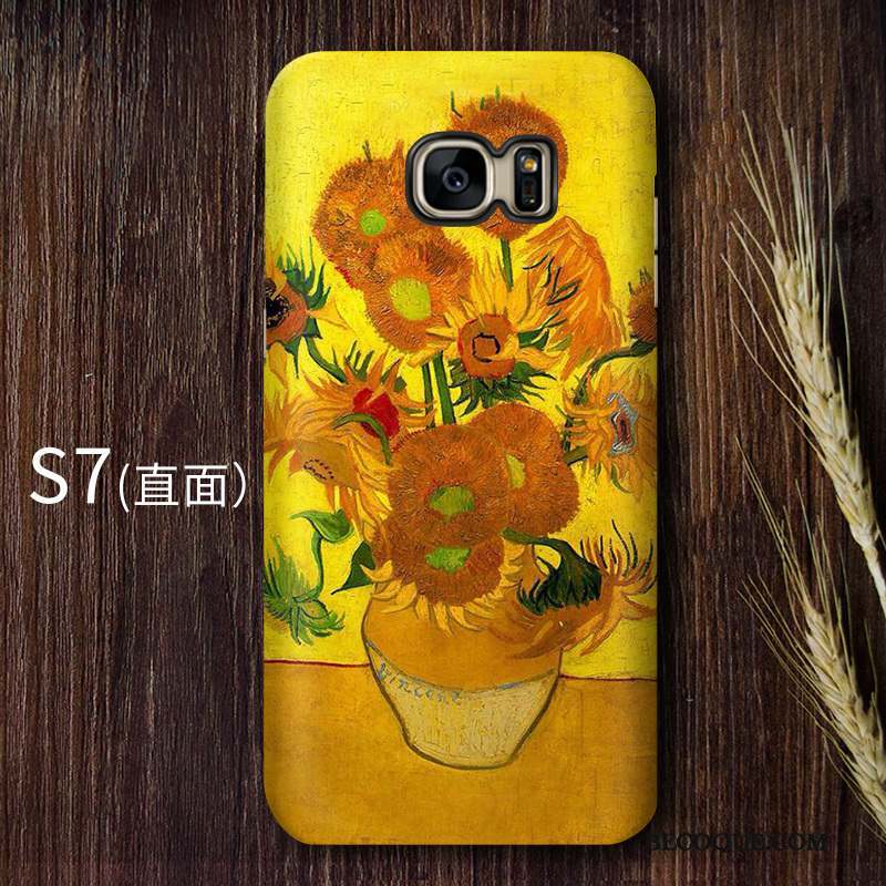 Samsung Galaxy S7 Coque Difficile Jaune Art Vintage Haute Ciel Étoilé