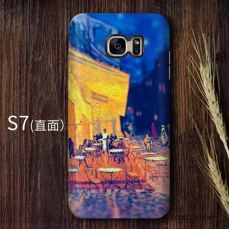 Samsung Galaxy S7 Coque Difficile Jaune Art Vintage Haute Ciel Étoilé