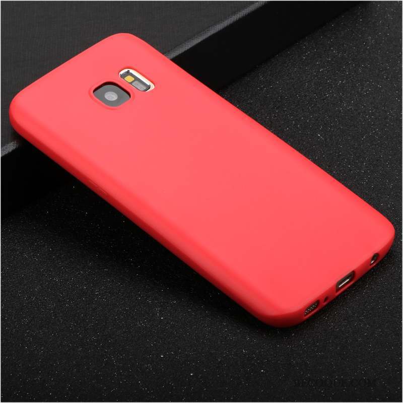 Samsung Galaxy S7 Coque Délavé En Daim Étui Personnalité Tendance Rouge Tout Compris