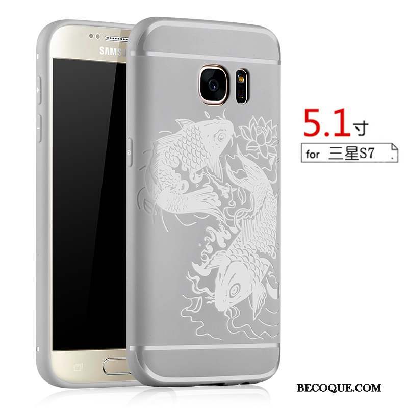 Samsung Galaxy S7 Coque Fluide Doux Tout Compris Modèle Fleurie Délavé En Daim Étui Protection