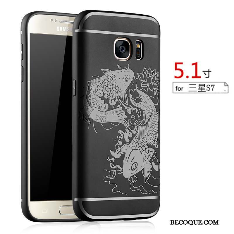 Samsung Galaxy S7 Coque Fluide Doux Tout Compris Modèle Fleurie Délavé En Daim Étui Protection