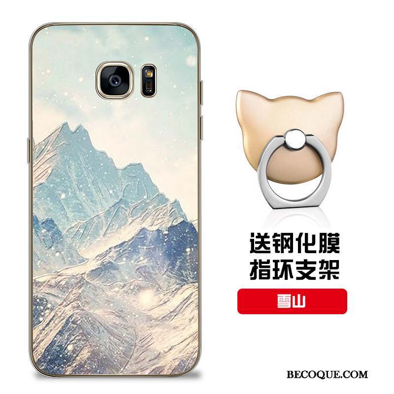 Samsung Galaxy S7 Coque Personnalisé Bleu Protection Étui Incassable Fluide Doux