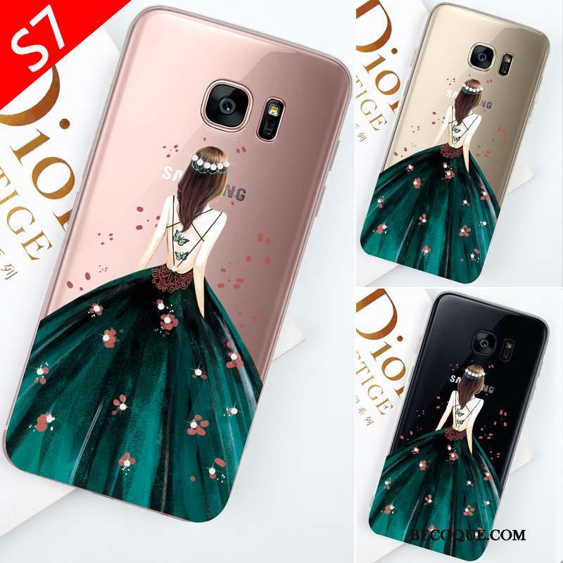 Samsung Galaxy S7 Coque Personnalité Créatif Rouge Étui Tendance Transparent