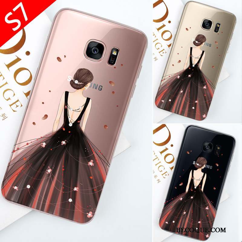 Samsung Galaxy S7 Coque Personnalité Créatif Rouge Étui Tendance Transparent