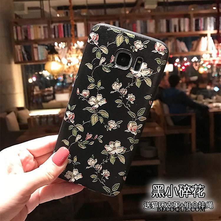 Samsung Galaxy S7 Coque Petit De Téléphone Floral Fluide Doux Délavé En Daim