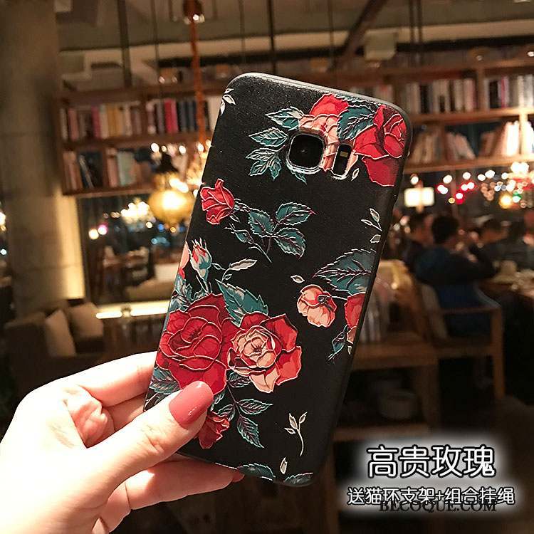 Samsung Galaxy S7 Coque Petit De Téléphone Floral Fluide Doux Délavé En Daim