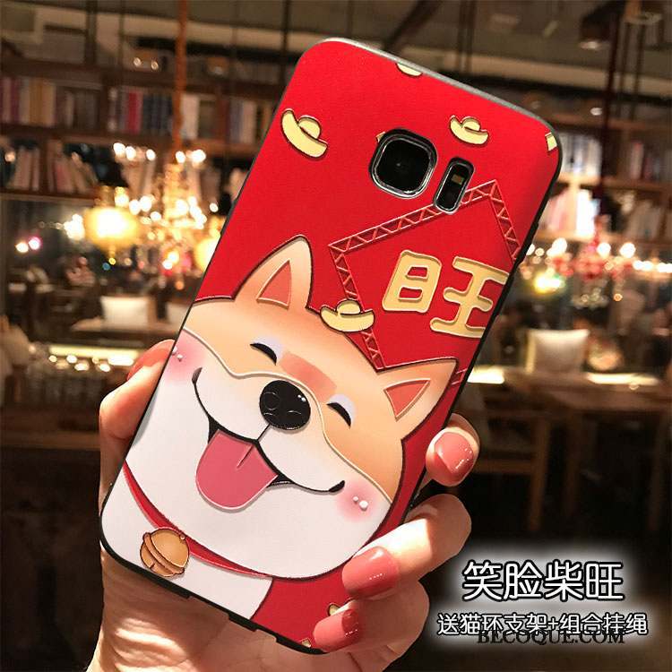 Samsung Galaxy S7 Coque Rouge Étui Tendance Charmant Dessin Animé Tout Compris