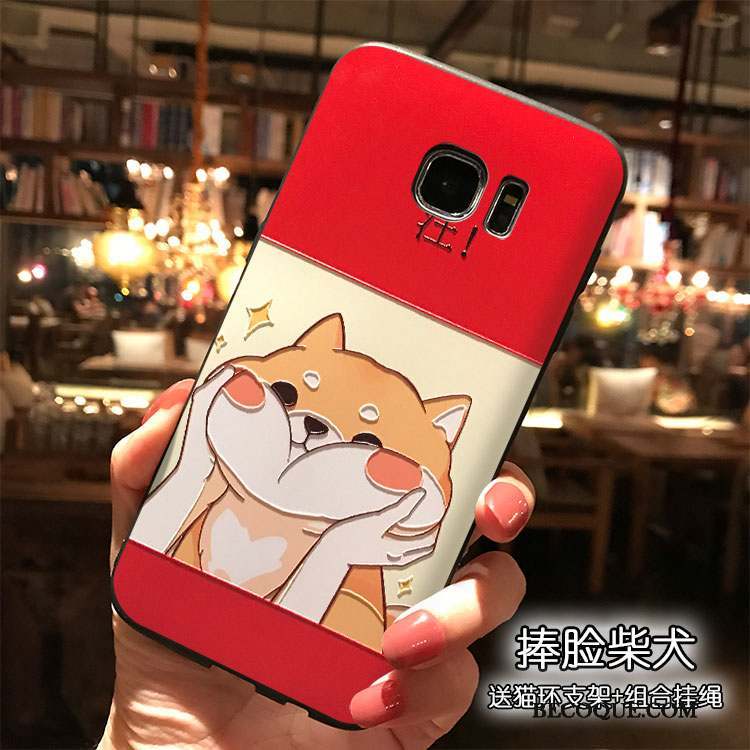 Samsung Galaxy S7 Coque Rouge Étui Tendance Charmant Dessin Animé Tout Compris