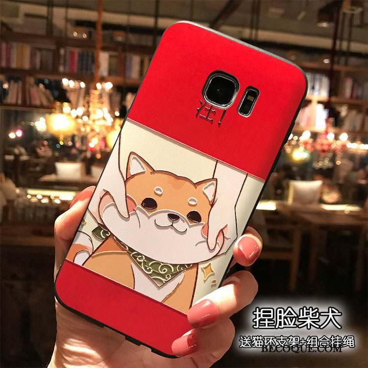 Samsung Galaxy S7 Coque Rouge Étui Tendance Charmant Dessin Animé Tout Compris