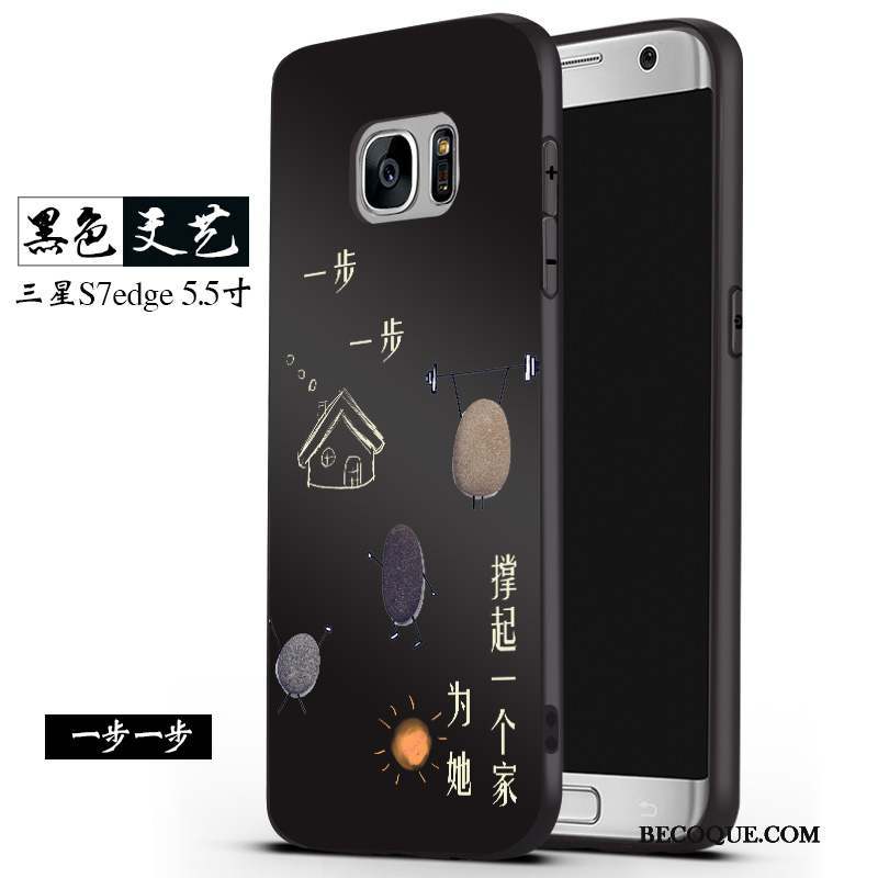 Samsung Galaxy S7 Coque Silicone Incassable Étui Noir Protection Tendance