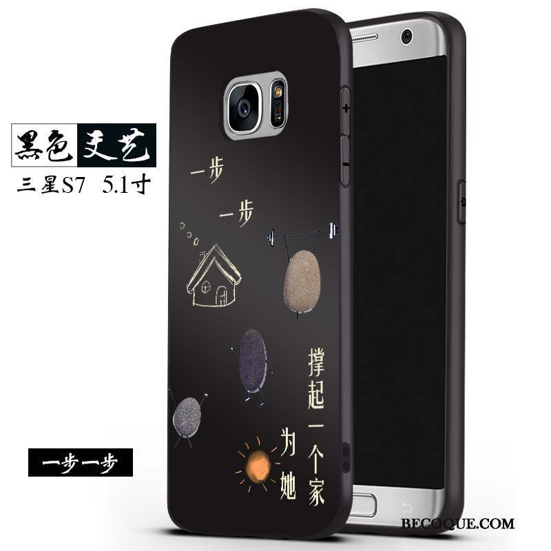 Samsung Galaxy S7 Coque Silicone Incassable Étui Noir Protection Tendance