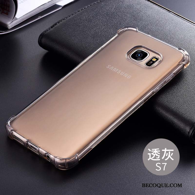 Samsung Galaxy S7 Coque Étui Protection Tendance Transparent Incassable Rouge