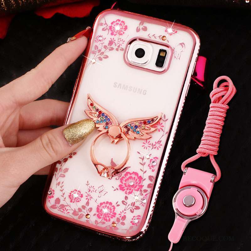 Samsung Galaxy S7 Edge Coque Anneau Strass Silicone Étui Téléphone Portable Incassable