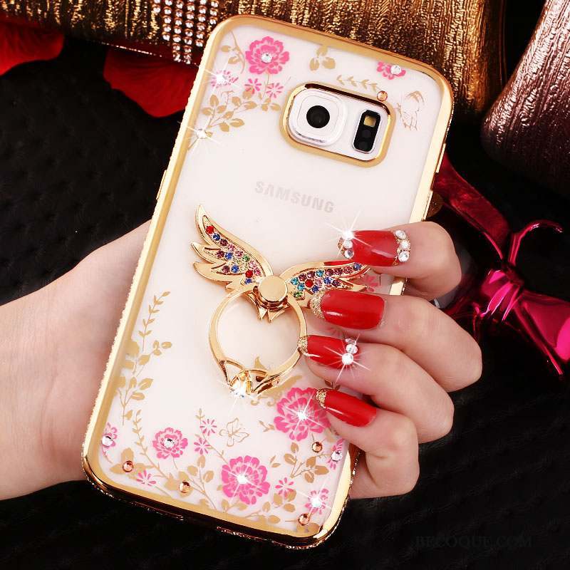 Samsung Galaxy S7 Edge Coque Anneau Strass Silicone Étui Téléphone Portable Incassable