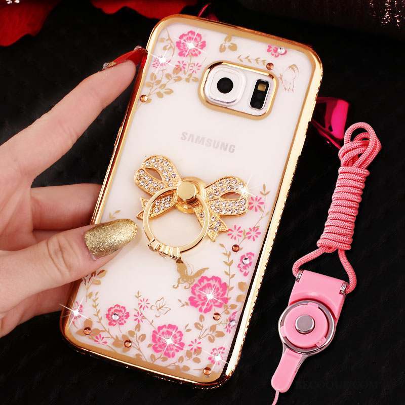 Samsung Galaxy S7 Edge Coque Anneau Strass Silicone Étui Téléphone Portable Incassable