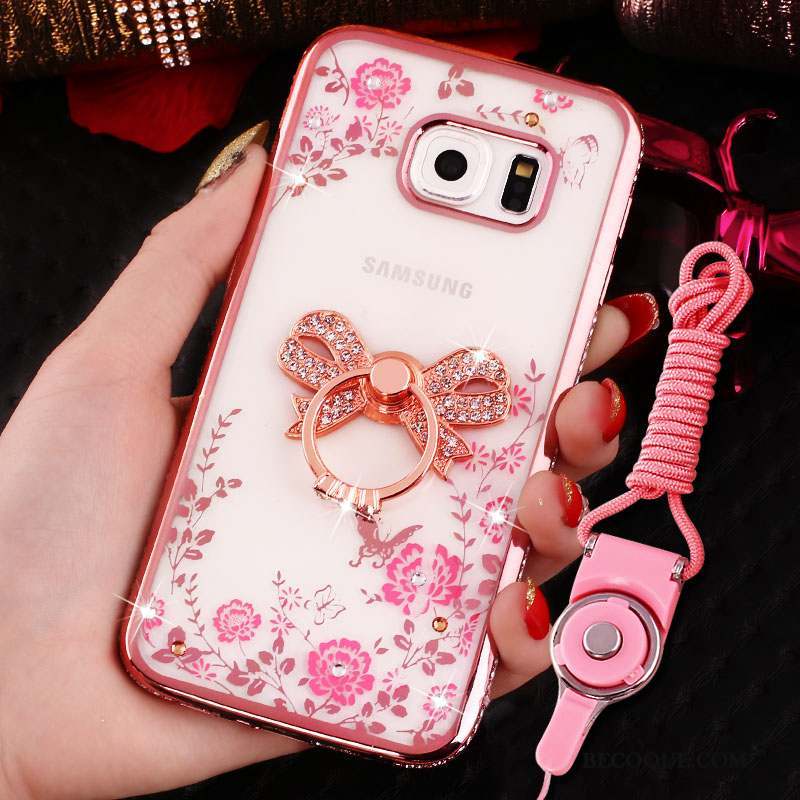 Samsung Galaxy S7 Edge Coque Anneau Strass Silicone Étui Téléphone Portable Incassable