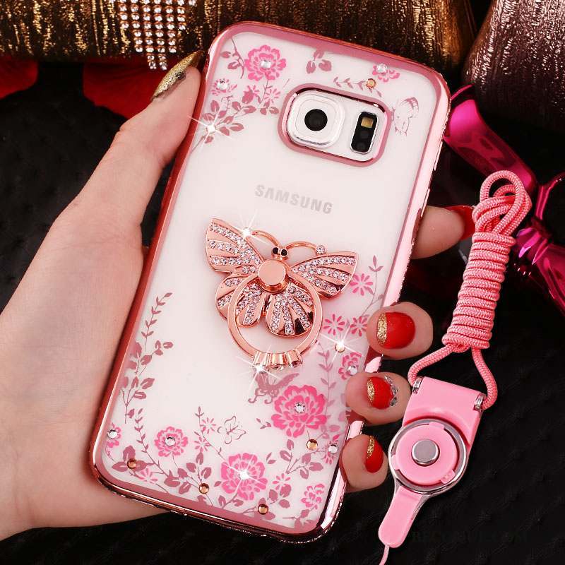 Samsung Galaxy S7 Edge Coque Anneau Strass Silicone Étui Téléphone Portable Incassable