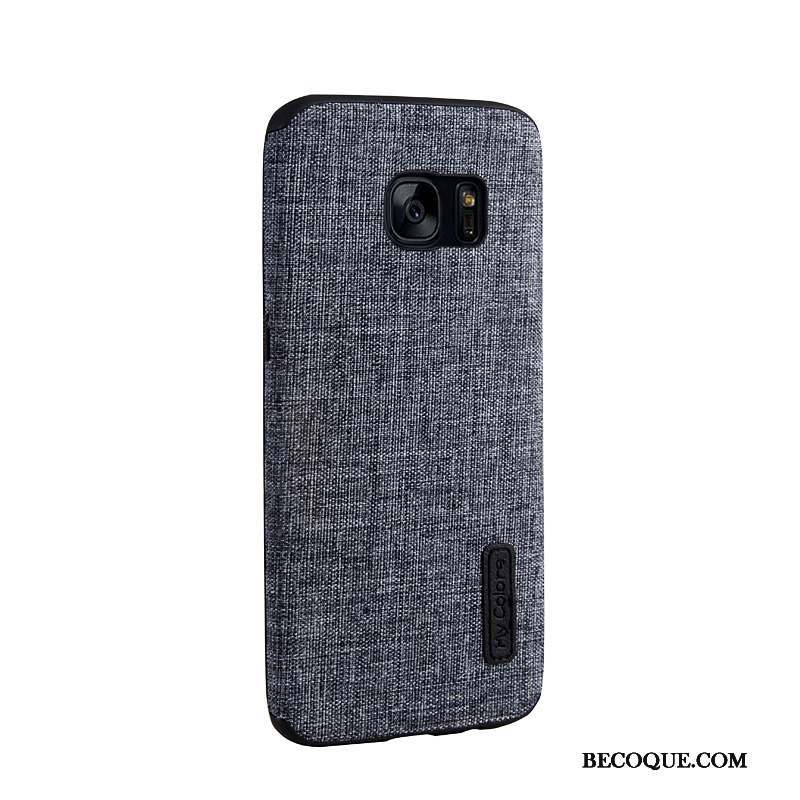 Samsung Galaxy S7 Edge Coque De Téléphone Tissu Gris Tout Compris Fluide Doux Business