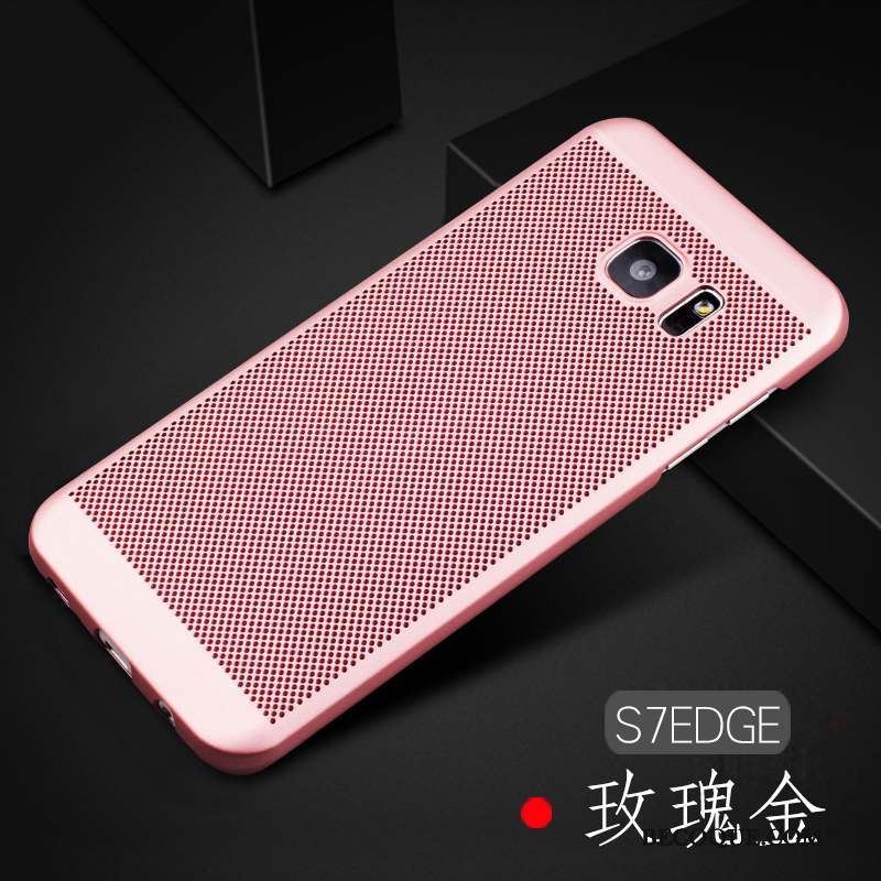 Samsung Galaxy S7 Edge Coque Difficile Délavé En Daim Refroidissement Rose Protection Étui