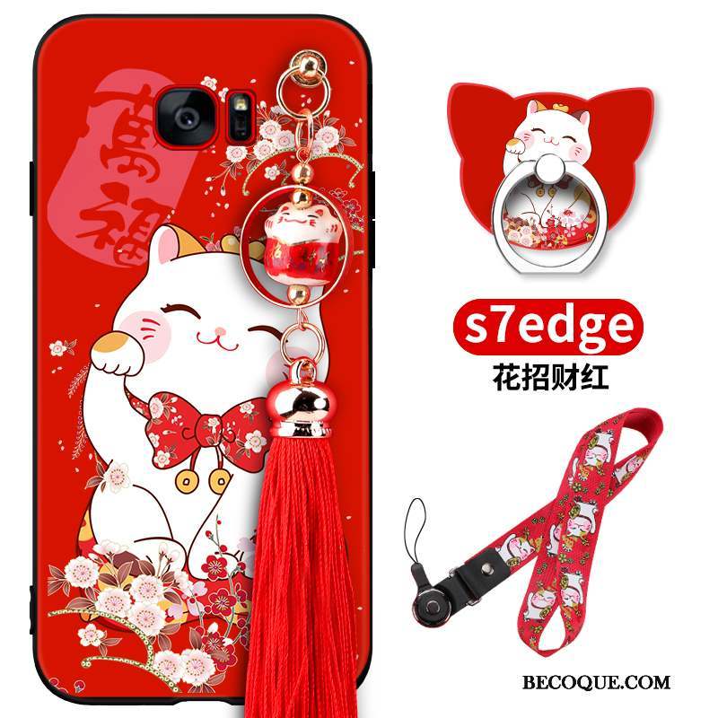 Samsung Galaxy S7 Edge Coque Incassable Tendance Richesse Tout Compris Rouge Chat