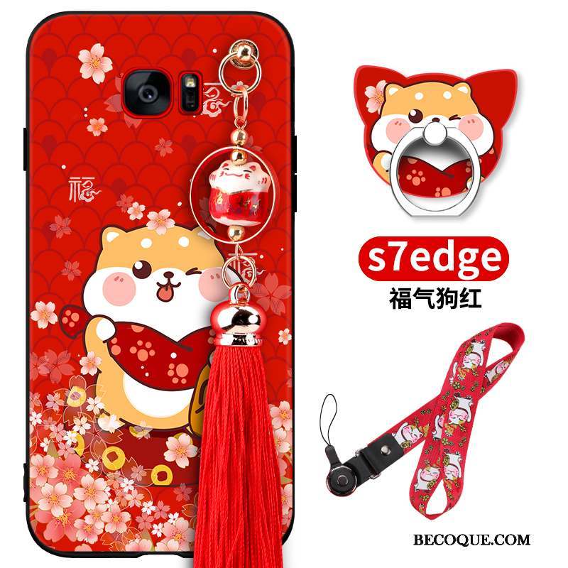 Samsung Galaxy S7 Edge Coque Incassable Tendance Richesse Tout Compris Rouge Chat