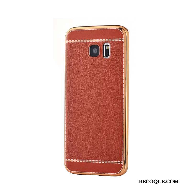 Samsung Galaxy S7 Edge Coque Placage Rouge Protection Cuir Modèle Fleurie Business