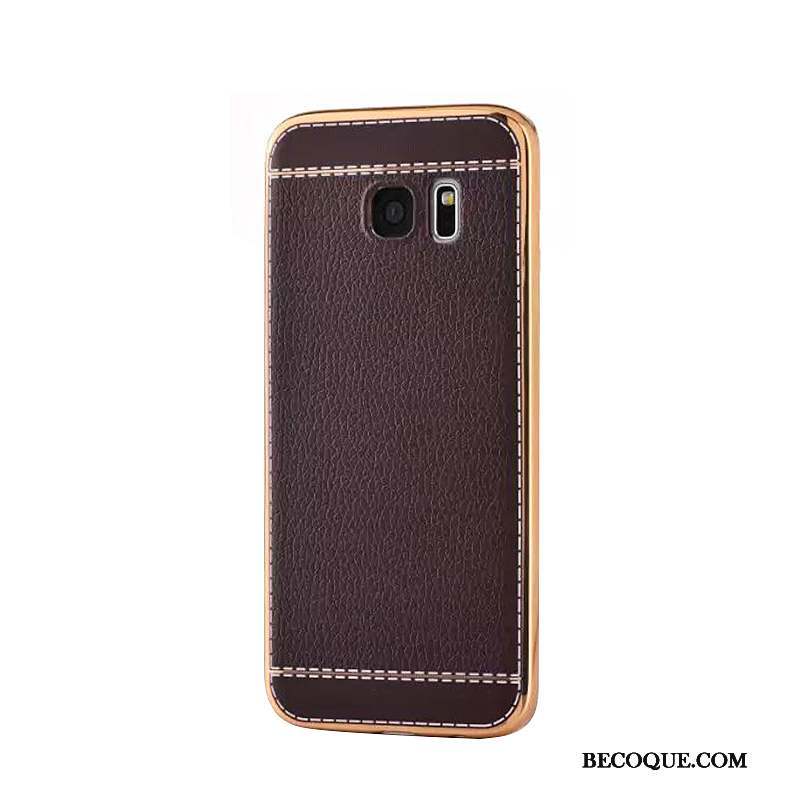 Samsung Galaxy S7 Edge Coque Placage Rouge Protection Cuir Modèle Fleurie Business