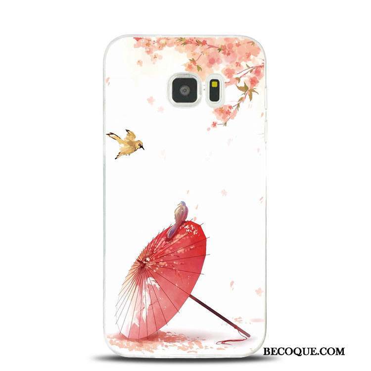 Samsung Galaxy S7 Edge Fluide Doux Silicone Rose Fleur De Pêche Coque Support